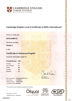 Cambridge English ESOL Certificate
